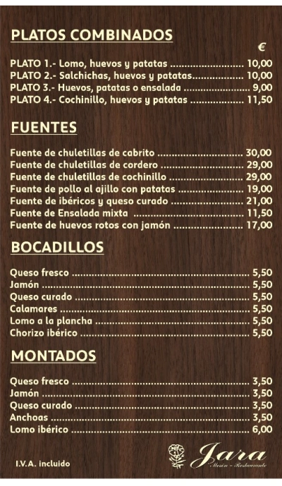 Platos combinados, fuente, bocadillos y montados, Restaurante Mesón Jara Candeleda