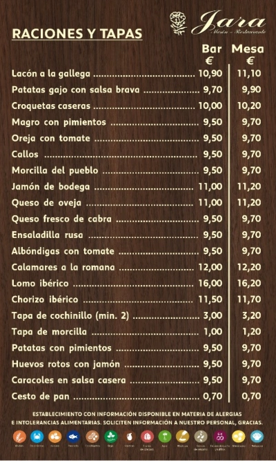 Raciones y tapas Restaurante Mesón Jara Candeleda